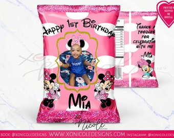 Minnie Mouse Birthday - Minnie Mouse Chip Bags - Minnie Mouse Gift Bags - Snack Treat  - Kids Favors -  1st Birthday - Minnie Mouse Party