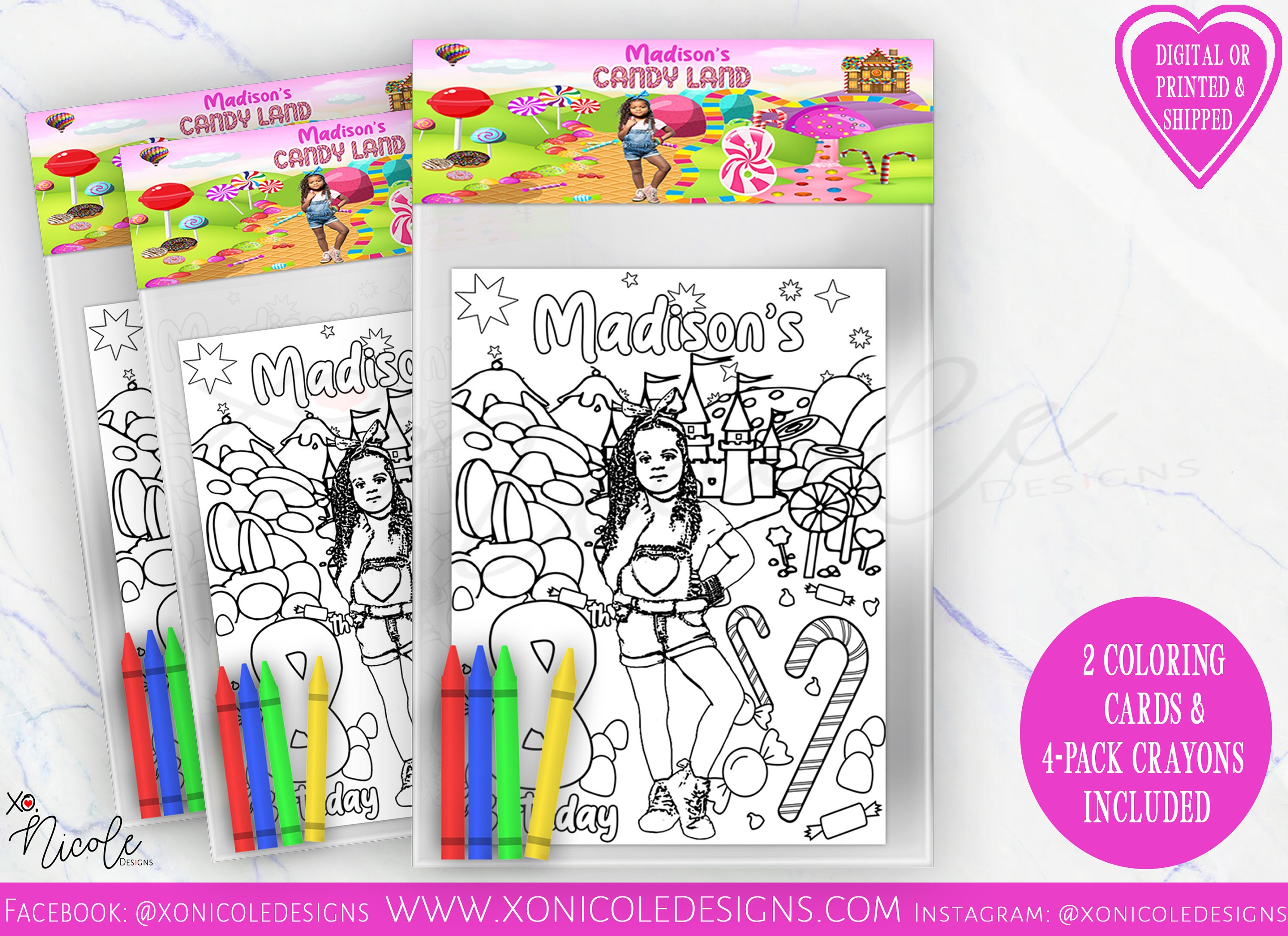 Candyland Coloring Pack - Candyland Theme Coloring Cards - Candy Party Coloring Sheets - Candyland party - Printed - Candy Theme Party
