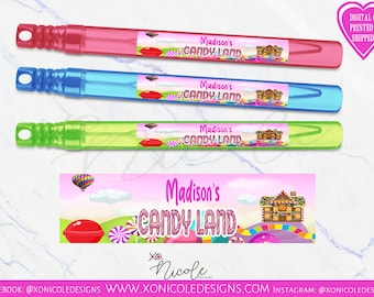 Candyland Bubble Wand - Favor Bubbles - Candyland Birthday Party - Candyland Favors - Candy Land Party - Bubble Labels - Candy Bubbles