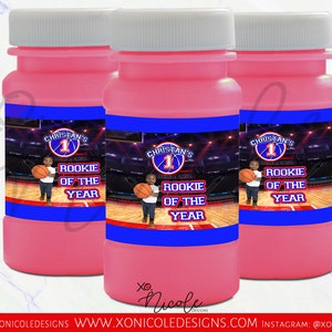 Basketball Bubbles - Rookie of the Year - Basketball Birthday Party - Basketball Favors - Rookie of the year Party - Bubble Labels