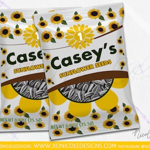 Sunflower Theme Sunflower Seed Favors - Sunflower Seed Snacks - Sunflower Birthday Party - Flower Favors - Snack Favors - Party Favors