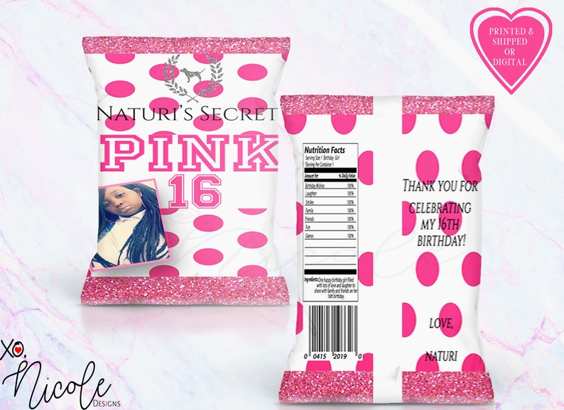 Pink Chip Bags VS PINK Chip Bags Pink Party Chip Bags Etsy