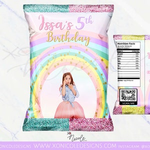 Pastel Rainbow Chip Bags - Chip Bags -  Rainbow Party - Pastel Rainbow Birthday - Pastel Rainbow - Pastel Girl Birthday - Rainbow Birthday