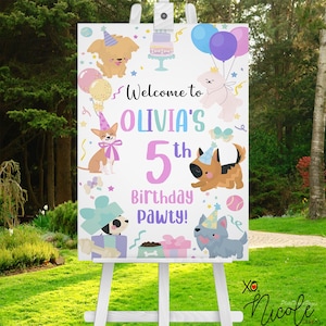 Bewerkbaar puppy-welkomstbord - puppy verjaardag welkomstbord - Adopteer een puppy - Puppy Party Party - Adopteer een puppy - bewerkbaar teken - INSTANT