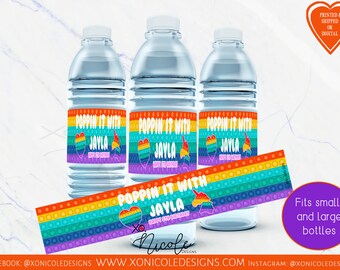 Pop It Wasserflaschen - Favor Water Bottles - Pop It Birthday Party - Pop It Favors - Pop It Theme - Wasserflaschen Etiketten - Fidget Spielzeug - Popit