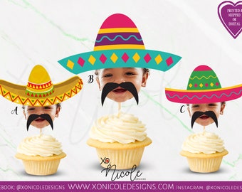 Mexican Fiesta Cupcake Toppers - Taco Party Cupcake Toppers - Mexican Birthday - Sombrero Hat Decor - Taco Birthday Party - Sombrero Toppers