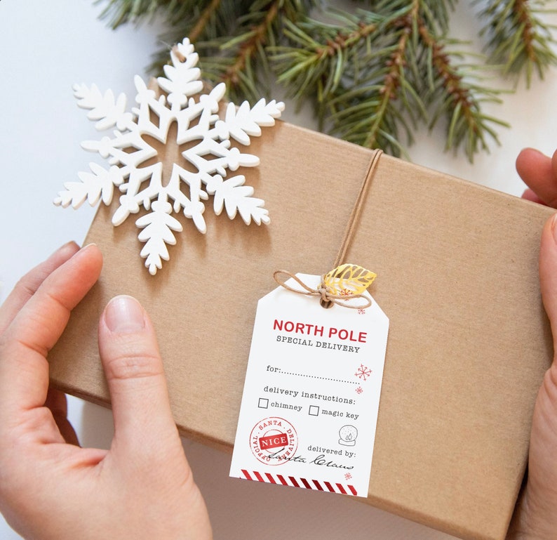 Printable North Pole Delivery Tag Santa Gift Tags for Kids - Etsy