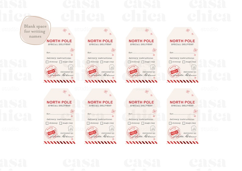 Printable North Pole Delivery Tag Santa Gift Tags for Kids - Etsy