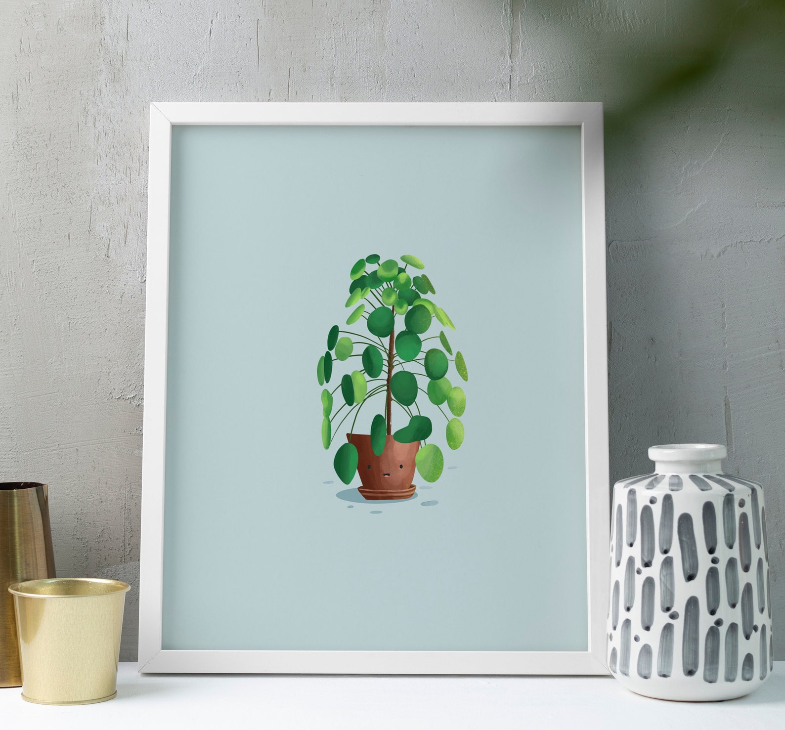 Cute House Plant Printable Wall Art Pilea Botanical Art for Etsy