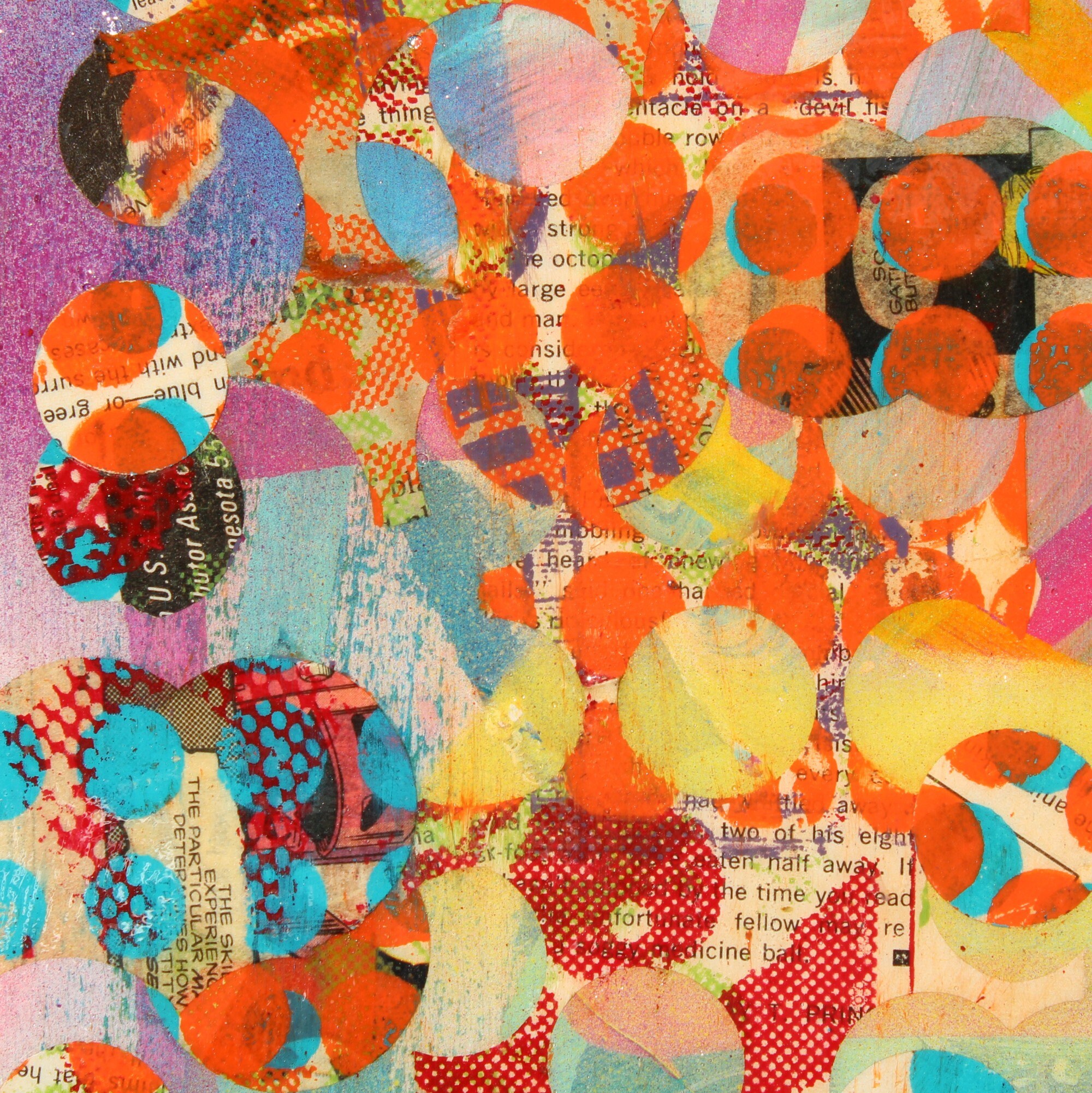 Abstract pop-art on wood, ready-to-ship, one of a kind, lithography, mixed media, collage. Wall Hanging, ready-to-hang