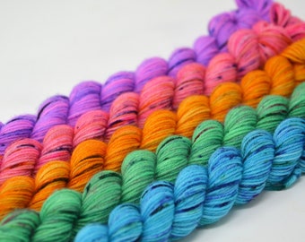 Hand Dyed Merino Nylon Sock Yarn Mini Skein Set 10g/20g- Set 3