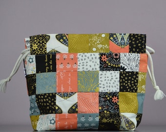 Dwell in Possibility Patchwork Drawstring Project Bag