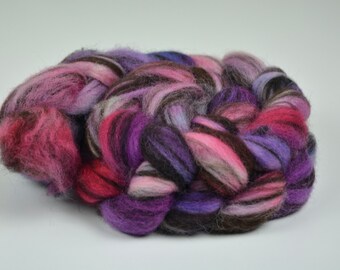 100g Hand Dyed Humbug Corriedale Spinning Fibre
