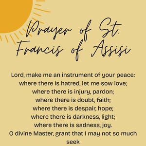 St. Francis of Assisi Prayer Card- DIGITAL DOWNLOAD