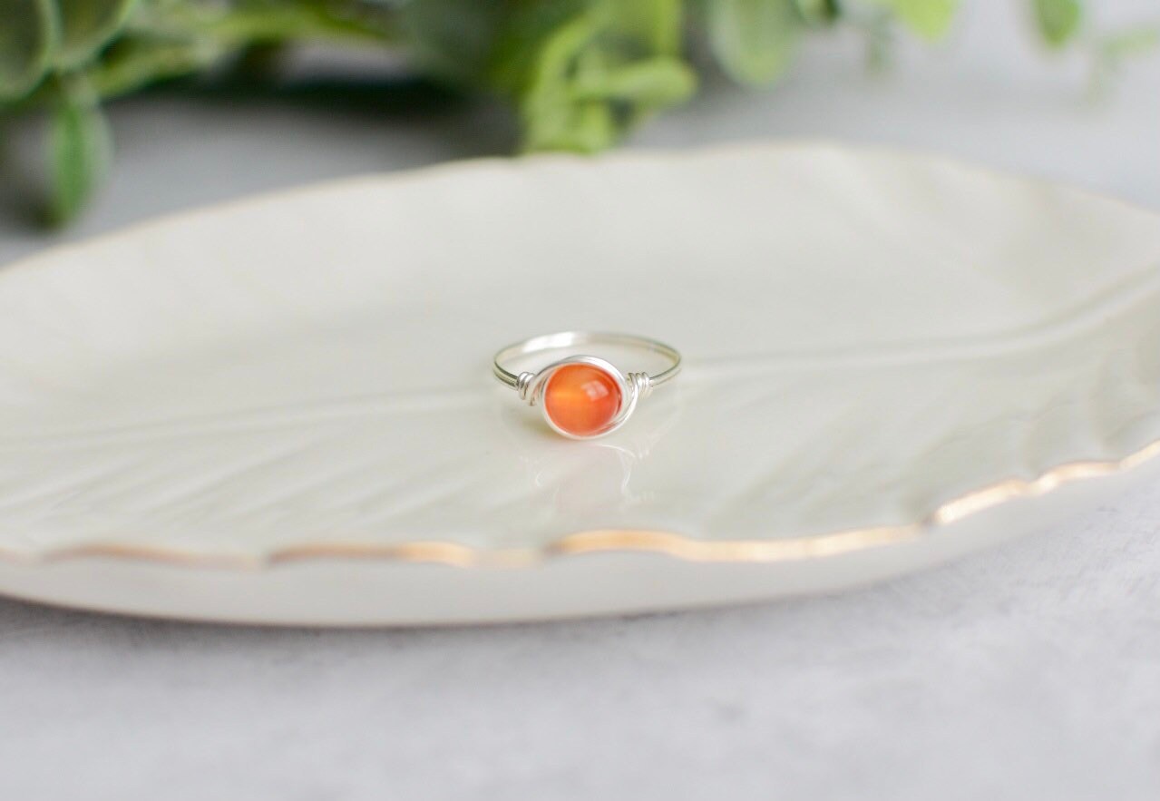 Carnelian ring, carnelian wire wrapped ring, wire wrapped ring, wire …