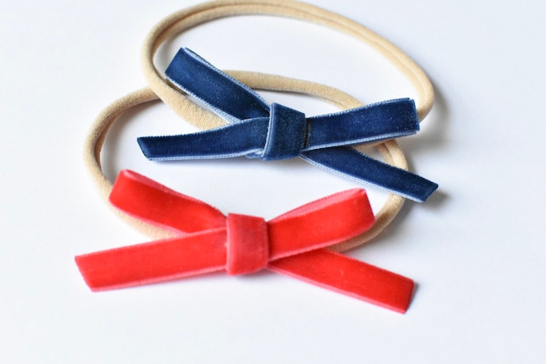 4th of july baby bows Blue velvet baby bow. Fourth of july velvet headbands Fourth of July headband set Red velvet baby bow