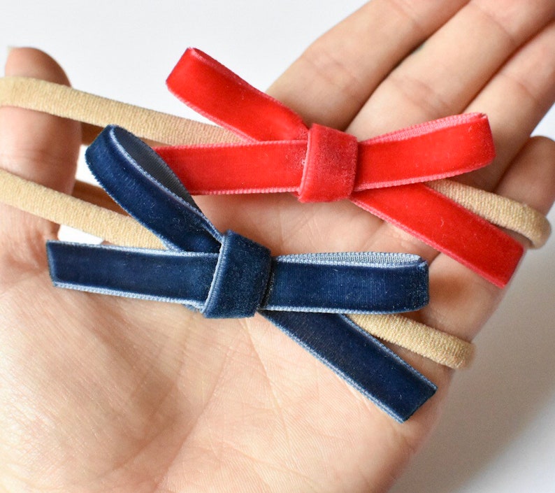 4th of july baby bows Blue velvet baby bow. Fourth of july velvet headbands Fourth of July headband set Red velvet baby bow