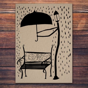 Postal SCHIRM LANTERN, sobre cartón reciclado, Din A 6, ilustración pintada a mano