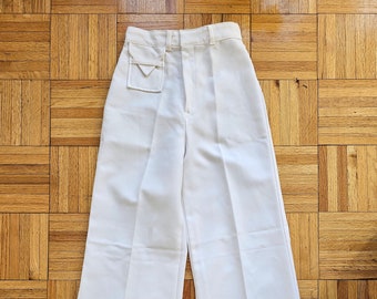 Vintage Deadstock 70s White Wide Leg Pants with Pocket xxs
