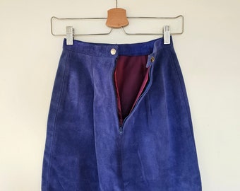 Vintage Blue Suede Skirt Size XS