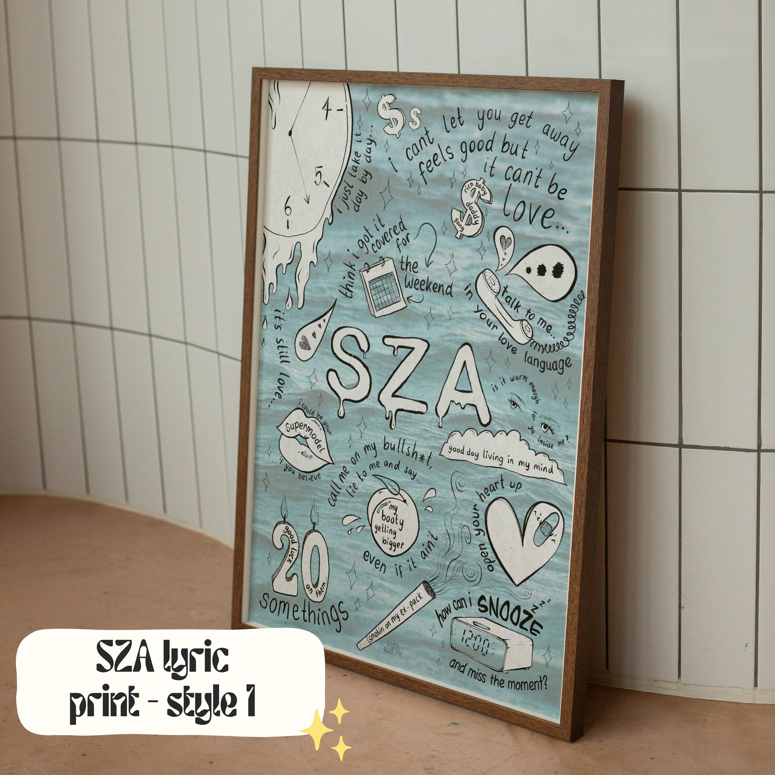 SZA Lyric Art Print A4 - Illustration - Music Poster - Wall Art - Home ...