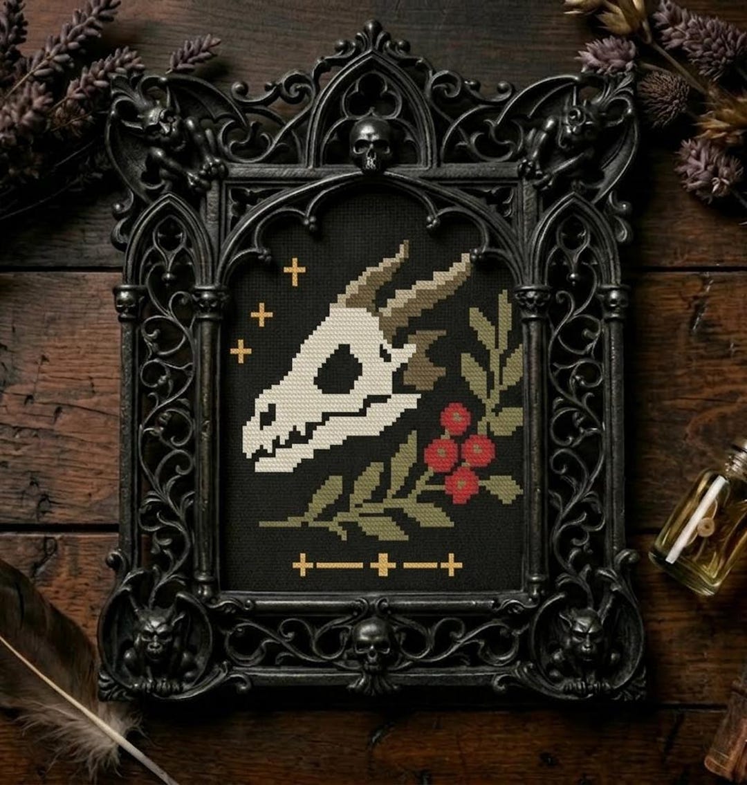 Gothic Skull Dragon Cross Stitch Pattern PDF | Small Dark Fantasy ...