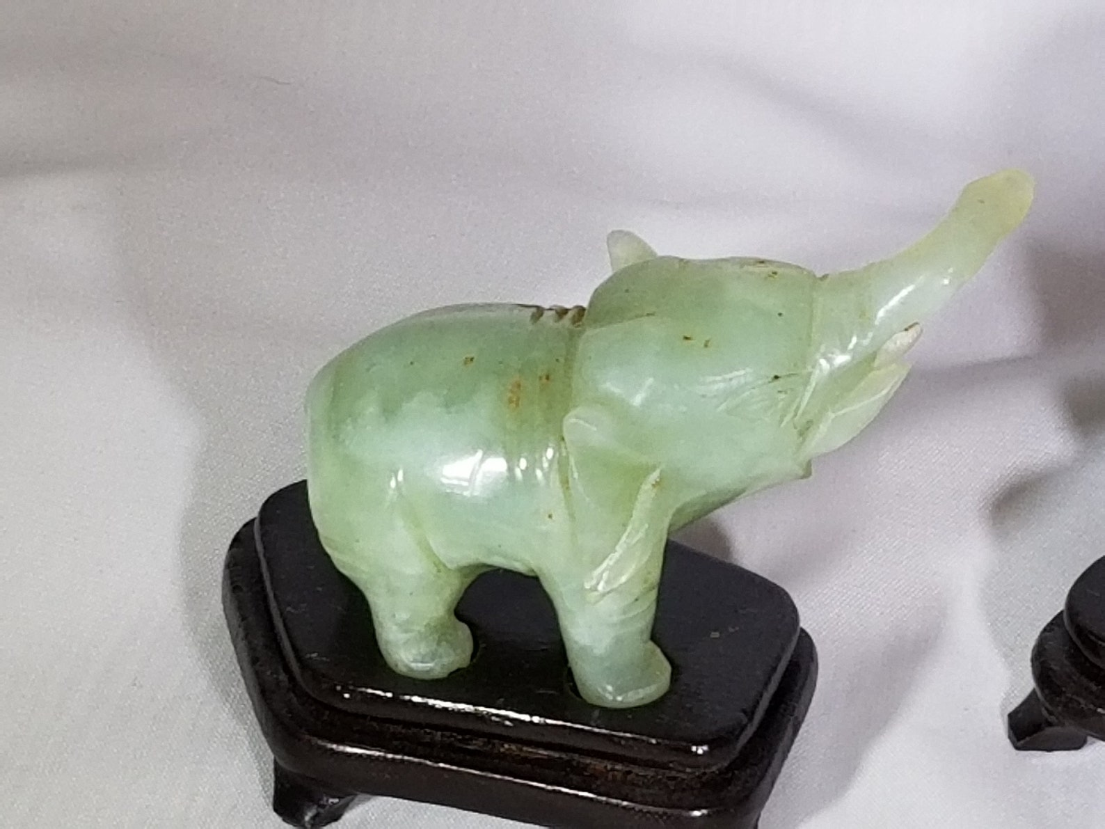 Jadeite Elephant Statues on wooden stands Etsy