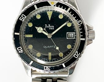DUBOIS 1785 Vintage Brevet 503.305 Heuer Style Diver Quartz Wristwatch for Men and / 70s / Swiss Made Watch