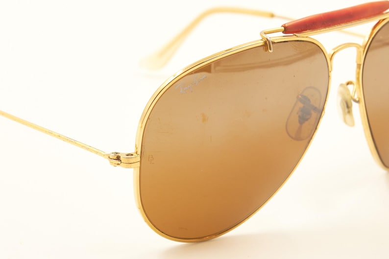 RAY BAN Bausch Lomb B&L USA / Ray-Ban Tortoise Outdoorsman 62 14 Sällsynta solglasögon / 1980-talet Gott begagnat skick / Vintage / Herr Dam bild 6