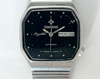 OVARAS Vintage Octagonal Day Date ETA 2836 Automatic Wristwatch for Men and / 70s / Swiss Made Watch