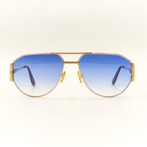 MENRAD by FMG Vintage 1990s Made in Germany Gold Coated Double Bridge Aviator Sunglasses for Men / Good Condition with New Lenses