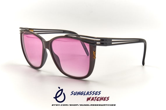 Yves Saint Laurent YSL Logo Sunglasses Eye Wear Plastic Metal Black Pink Saint Laurent Pink Cat Eye Frame / Black Lenses Sunglasses  main image 2