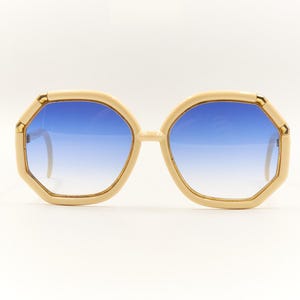 TED LAPIDUS Vintage 1980s Oversized Octagonal White Gold Paris France Sunglasses / NOS / Vintage Designer Eyewear for Women / New Old Stock