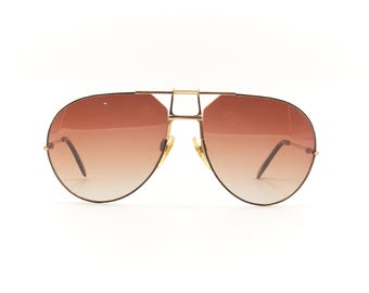 JAGUAR 707 by ATRIO 1980s Oversized Vintage Double Bridge Aviator Sunglasses / Good Preowned Condition with New Lenses