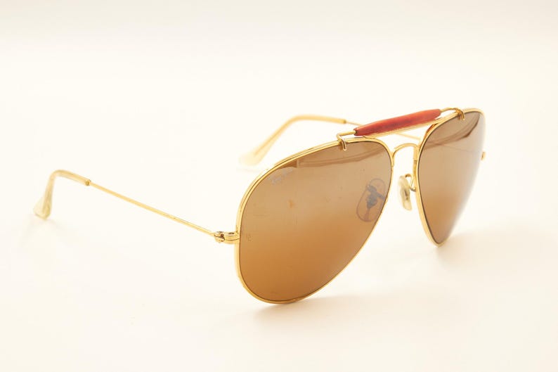 RAY BAN Bausch Lomb B&L USA / Ray-Ban Tortoise Outdoorsman 62 14 Sällsynta solglasögon / 1980-talet Gott begagnat skick / Vintage / Herr Dam bild 5