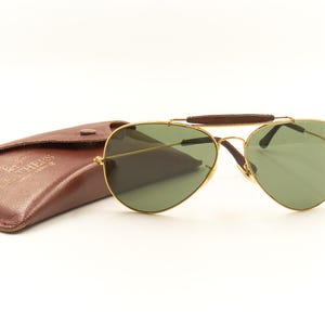 RAY BAN LEATHERS Bausch Lomb B&L / Ray-Ban Leather Outdoorsman 62 14 Rare Sunglasses / 1980s Good Used Condition / Vintage / Men Women