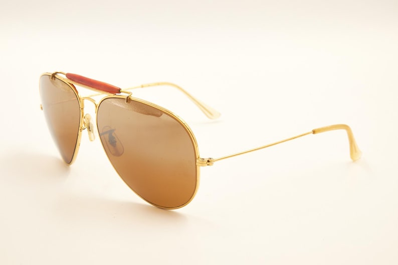 RAY BAN Bausch Lomb B&L USA / Ray-Ban Tortoise Outdoorsman 62 14 Sällsynta solglasögon / 1980-talet Gott begagnat skick / Vintage / Herr Dam bild 4