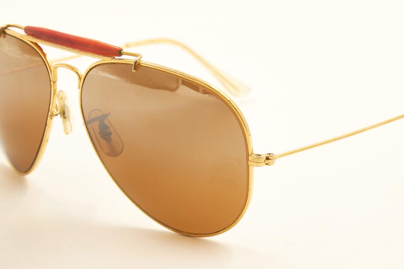 RAY BAN Bausch Lomb B&L USA / Ray-Ban Tortoise Outdoorsman 62 14 Sällsynta solglasögon / 1980-talet Gott begagnat skick / Vintage / Herr Dam bild 8