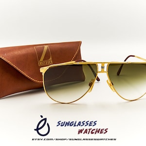 LOZZA Gold Silver Combination Large Sunglasses for Men & Women / Vintage Designer Made Italy / Good Condition New Lenses