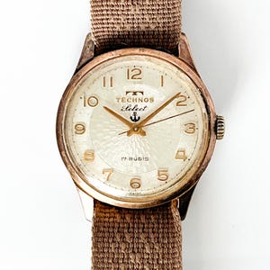 TECHNOS Select 17 Jewels Swiss Made Military Style Wrist Watch / Military Case / Handwinding Movement / 1960s Used Wristwatch
