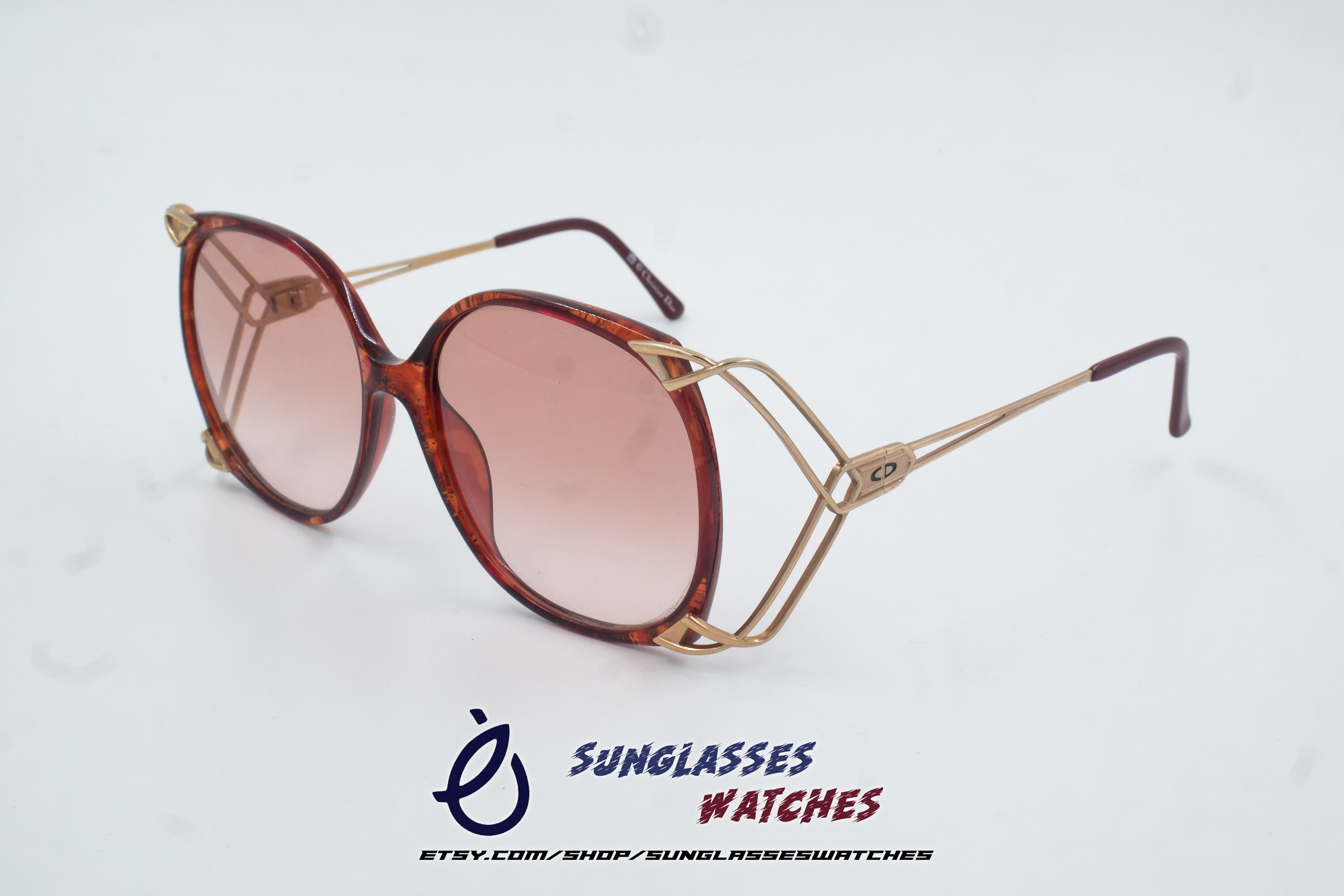 小物 Dior Vintage Logo Gold frame sunglasses DIOR Vintage Sunglasses Rare Oval Gold Logo Braided Engraved