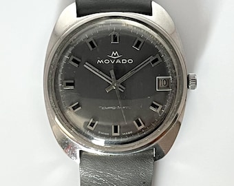 MOVADO TempoMatic Swiss Made Vintage Watch com Zenith Band / Movado 2552 PC Movimento Automático / Relógio de Pulso Masculino dos anos 80