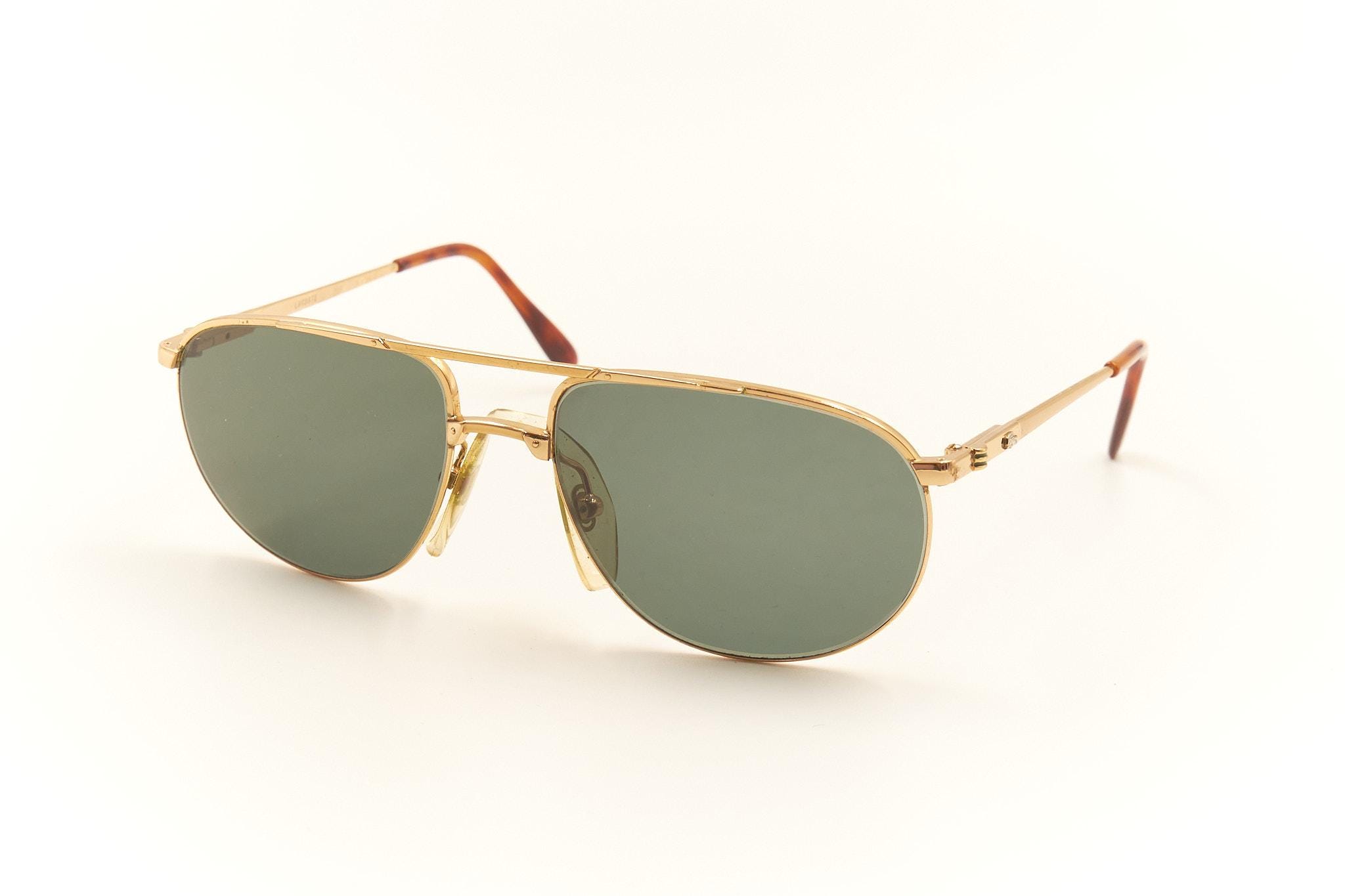 LACOSTE 764 1990s Vintage Gold Coat Double Bridge Half Rim Aviator