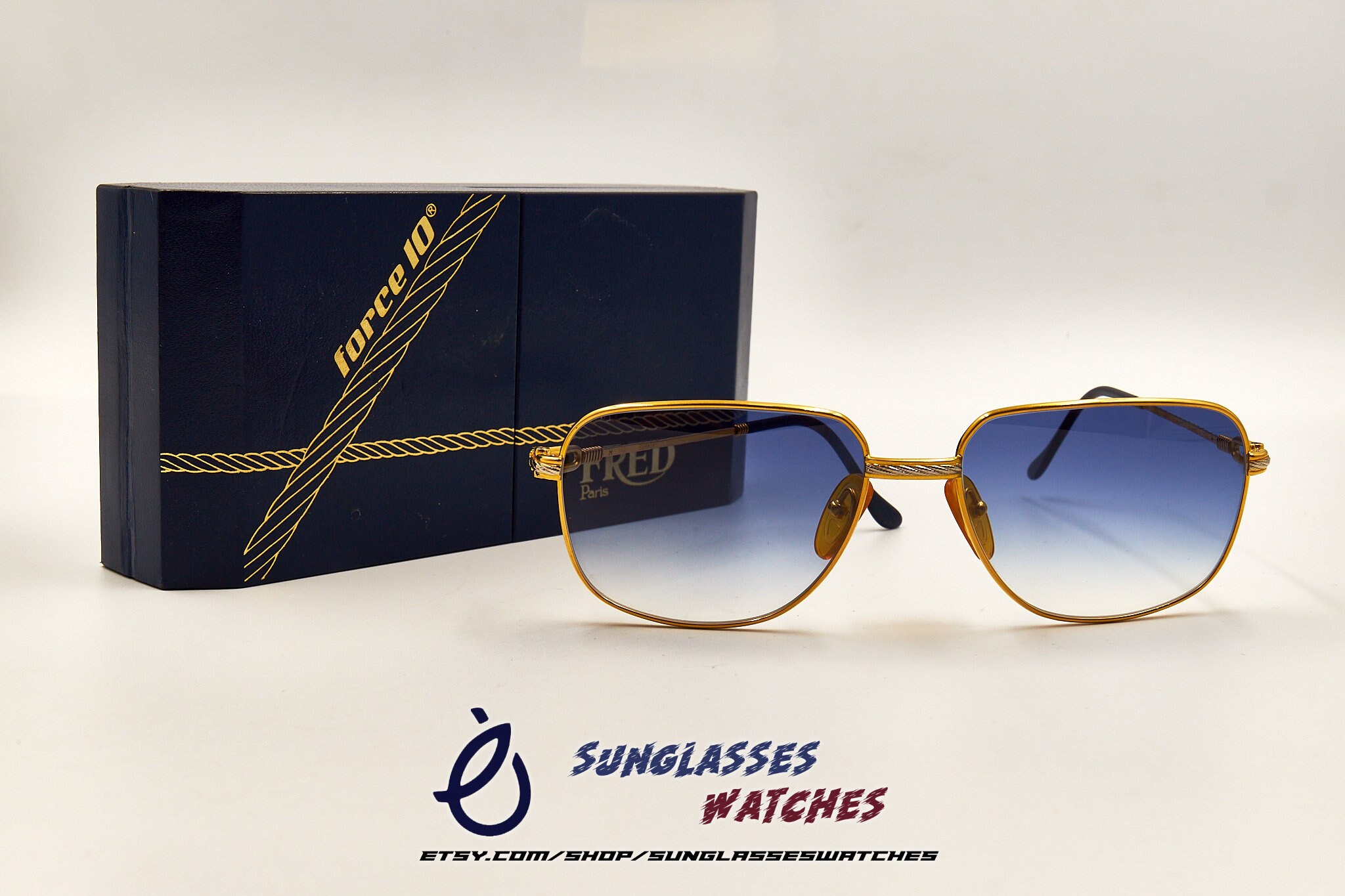 Gold & Wood Paris Eyewear, Zephyr.5 Wood Acetate Sunglasses, VINTAGE DEADSTOCK FRED ZEPHIR 58 17 Gold Wire Vintage Designer Highend  main image 4