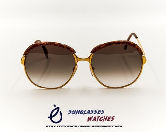 VINTAGE Made in Italy vergulde designerzonnebril met tortoisedetail / vintage brillen voor dames / goede gebruikte staat met nieuwe lenzen