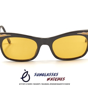 OP Wings with Gold Detailing Vintage Sunglasses Made in Germany / Black Acetate Eyewear for Women / 1970s / Used Condition New Lenses
