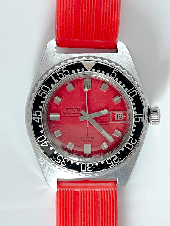 FERO FELDMAN 23 Jewels Swiss Made Vintage Diver Watch With Fixed 