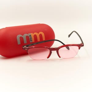 MIKLI par MIKLI 6082 Red Vintage 2000s Halfrim Acetate Sunglasses / Hand Made in France / NOS Eyewear for Men & Women / New Old Stock