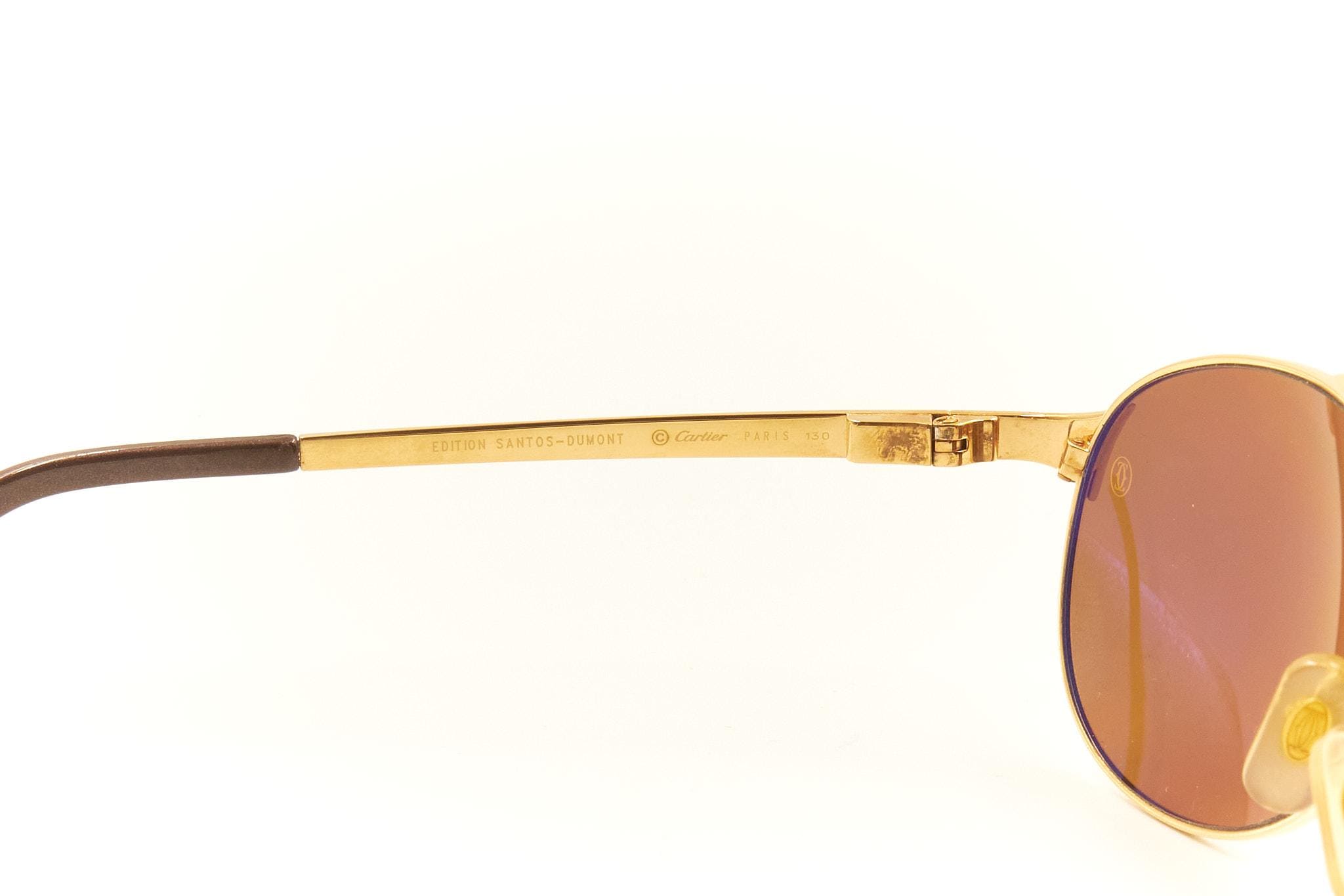 CARTIER Santos-Dumont Edition 135mm Gold Frame Brown Lenses Aviator Sunglasses Define your perspective. The Cartier Santos-Dumont Aviator  main image 2