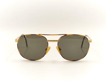 CHARO OPTIK Marcel 52 18 Vintage Aviator Gold Sunglasses Made in Germany / Eyewear for Men & Women / New Old Stock NOS